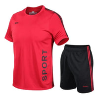 Men Running 2024 Summer Latest Sportswear Polyester Printed T-shirt + Shorts Quick Dry Sport Suit 2-piece Outfits Jogger Set