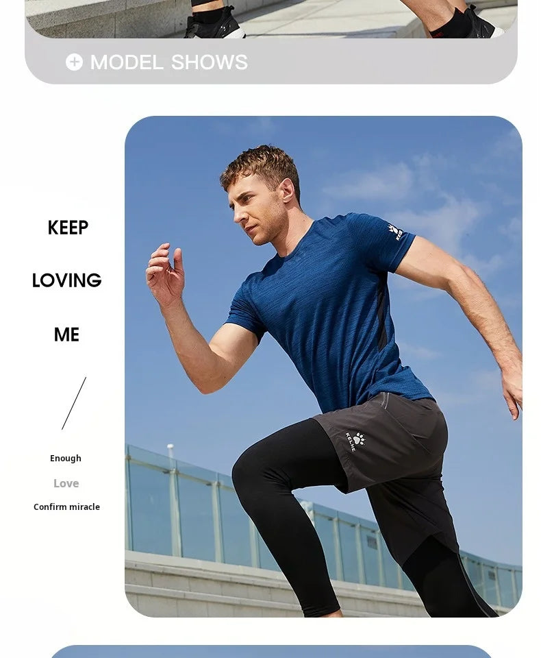 Kelme Running T-shirt For Men's Summer Quick Drying Fitness Breathable Short Sleeve Thin Football Training Sports Top