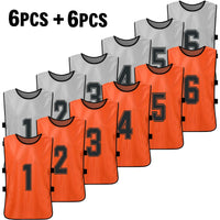 12PCS Adults Youth Soccer Pinnies 2 Colors Quick Drying Football Team Jerseys Sports Scrimmage Soccer Team Training Number Vest