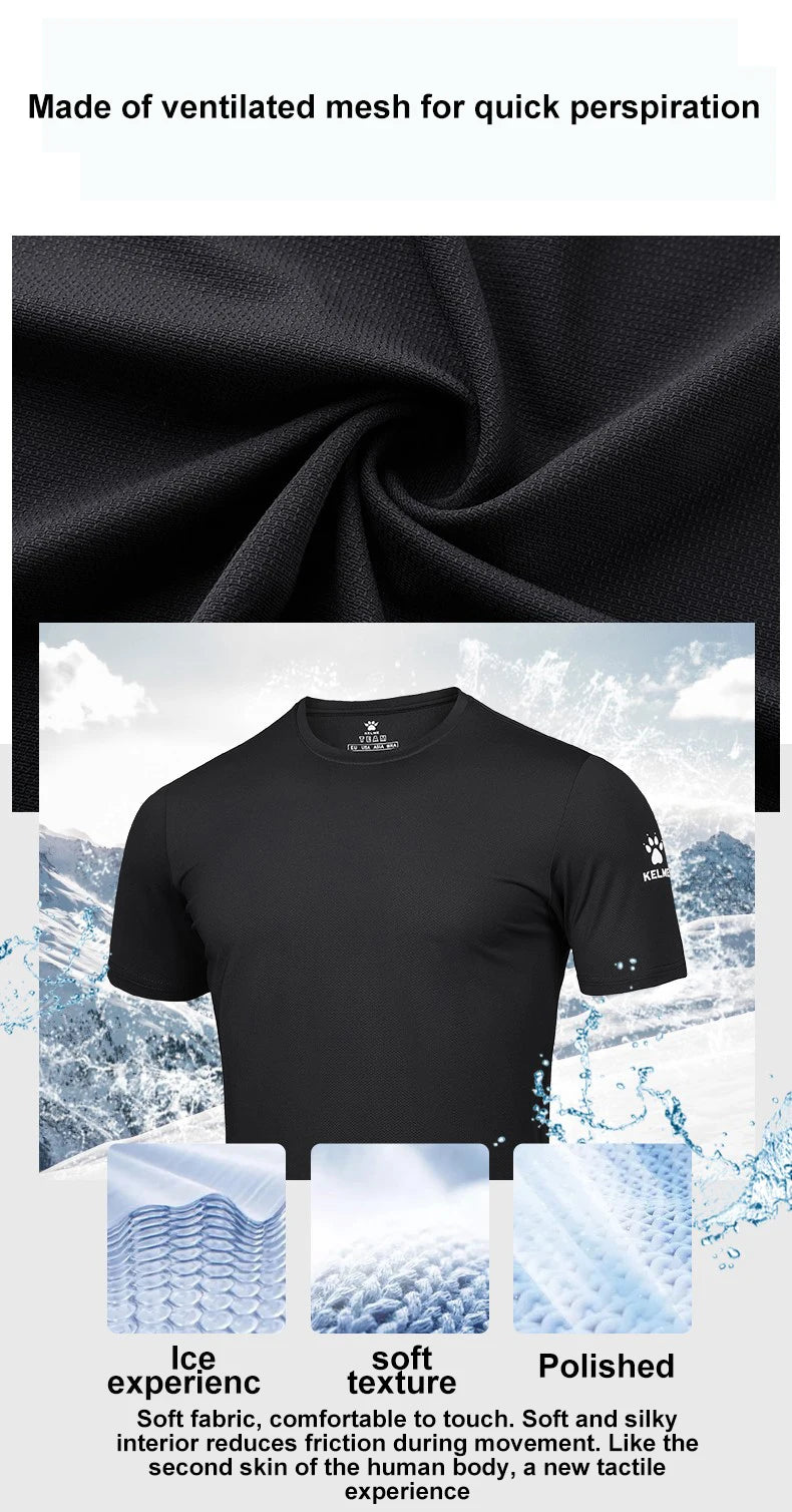 KELME Men's T-shirt Men Soccer Basketball Running Trainning Exercise Gym Quick Dry Fitness Sportswear Breathable T Shirt 871002