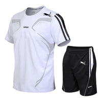 Summer Popular Men's Mesh T-shirt + Shorts Suit Sports Print Casual Fashion Short-sleeved T-shirt Suit Men's Jogging Suit M-4XL