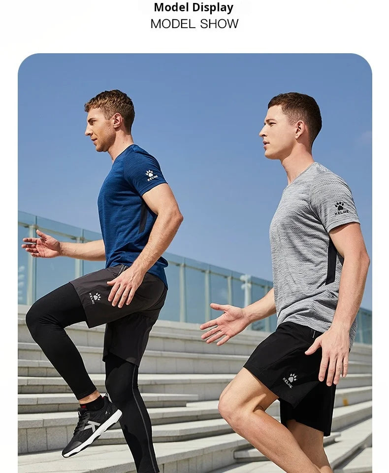 Kelme Running T-shirt For Men's Summer Quick Drying Fitness Breathable Short Sleeve Thin Football Training Sports Top