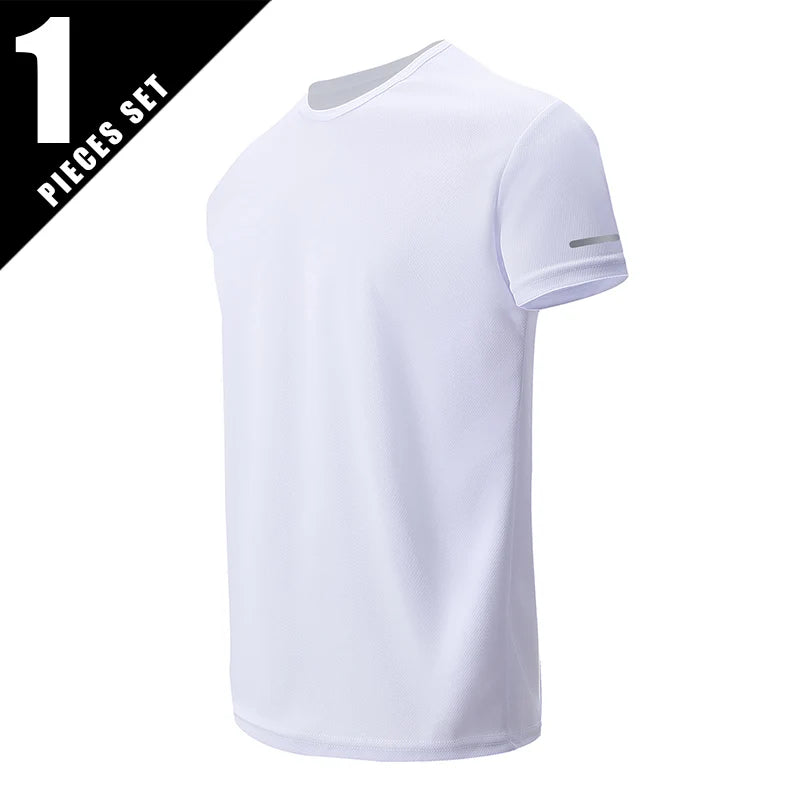 1/3 Piece Men's Four Season Printed Short Sleeved Sports Fitness Quick Drying Comfortable Plus Size Youth Casual Basic Top
