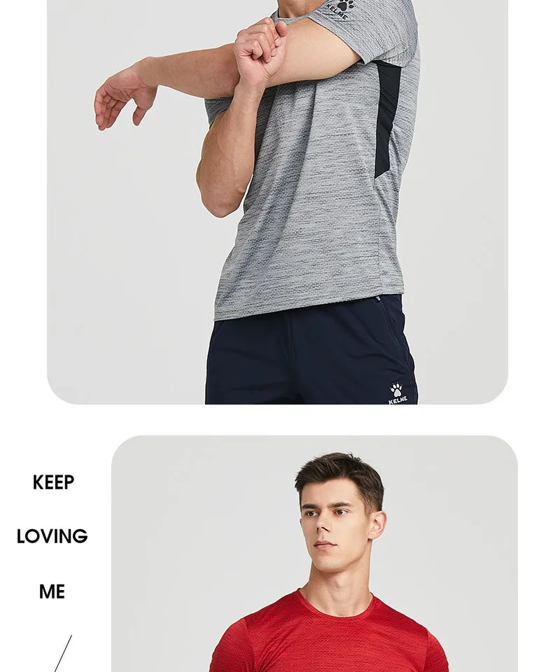 Kelme Running T-shirt For Men's Summer Quick Drying Fitness Breathable Short Sleeve Thin Football Training Sports Top
