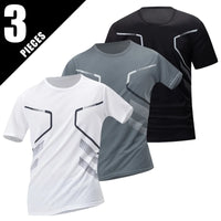 1/3 Piece Men's Four Season Printed Short Sleeved Sports Fitness Quick Drying Comfortable Plus Size Youth Casual Basic Top