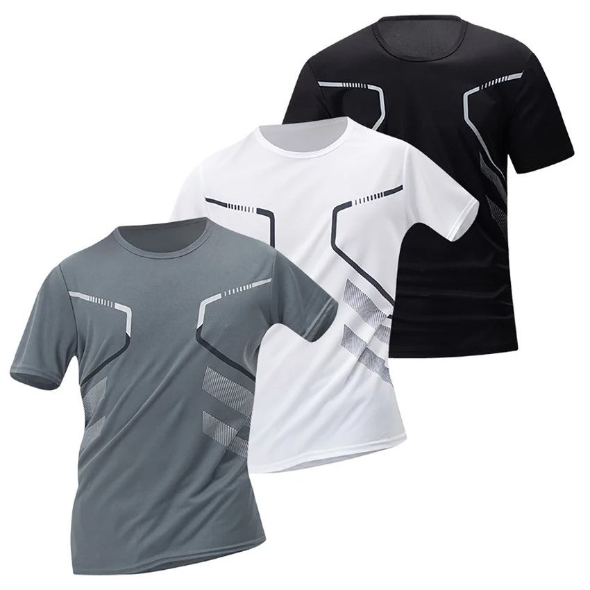 1/3 Piece Men's Short Sleeved Youth Round Neck Printed Quick Drying Sports Interior With Multifunctional Comfort And Casual