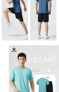 Kelme Men's Sports Set Quick Dry Running Quick Dry Short Sleeve Fitness Breathable Shorts Comprehensive Training Set
