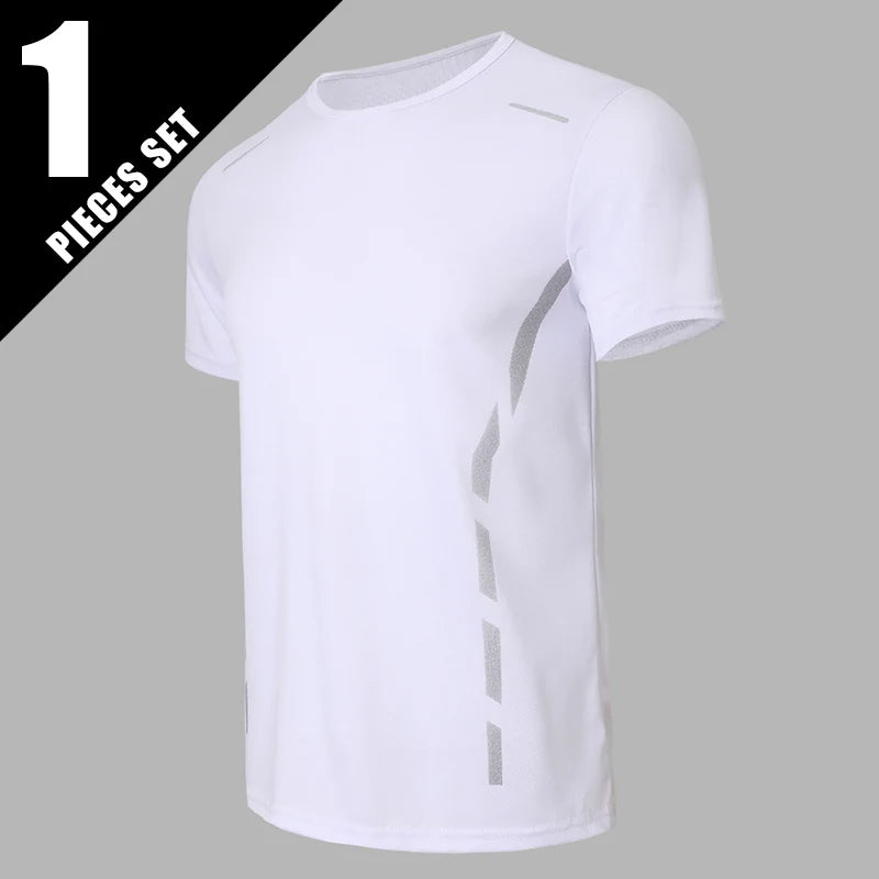 1/3 Piece Men's Four Season Printed Short Sleeved Sports Fitness Quick Drying Comfortable Plus Size Youth Casual Basic Top