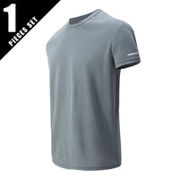 1/3 Piece Men's Four Season Printed Short Sleeved Sports Fitness Quick Drying Comfortable Plus Size Youth Casual Basic Top