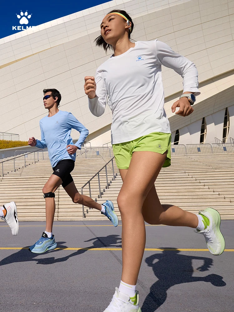 Kelme Men's Running Long Sleeved Outdoor Quick Drying T-shirt Autumn Running Suit Marathon Breathable Sports Top