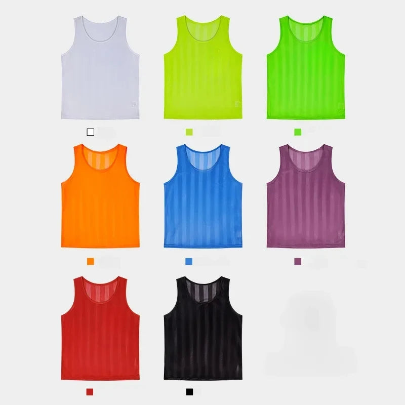 6/12PCS Soccer Training Vest Breathable Striped Mesh Football Bibs Custom Team Sport Jersey for Kids Adults Competition Practice