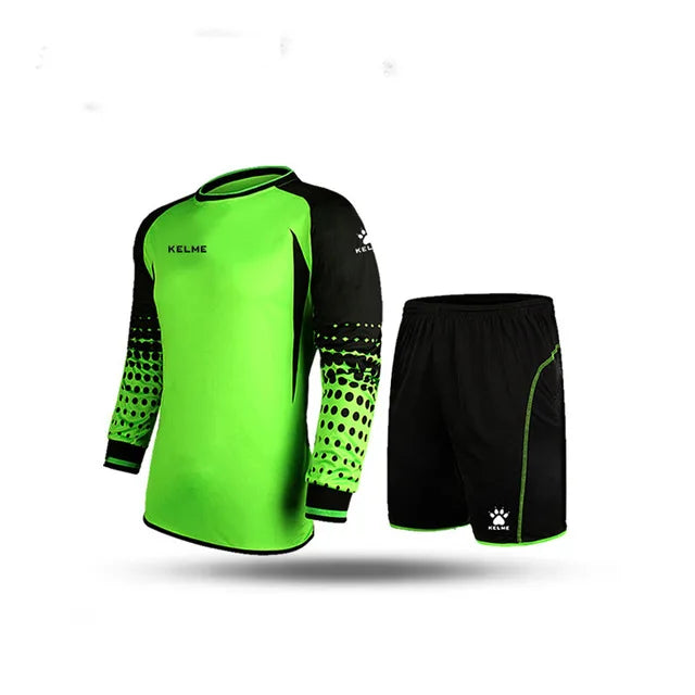KELME Goalkeeper Jersey Soccer Custom Goaile Jerseys Mens Long Sleeve Football Uniform Shorts Sponge Protector 9161ZB1002
