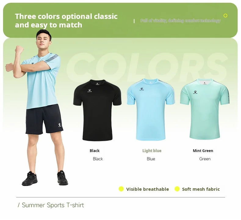 Kelme Sports T-shirt Men's Football Training Suit Short Sleeved Casual Outdoor Running Fitness Breathable Top Summer