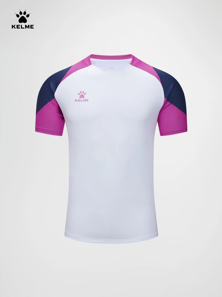 Kelme Men's Soccer Short Sleeve Gym Running Moisture Wicking Round Neck T-shirt Training Exercise Gym Sport Shirt Tops