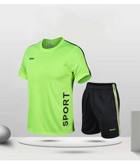 Men Running 2024 Summer Latest Sportswear Polyester Printed T-shirt + Shorts Quick Dry Sport Suit 2-piece Outfits Jogger Set