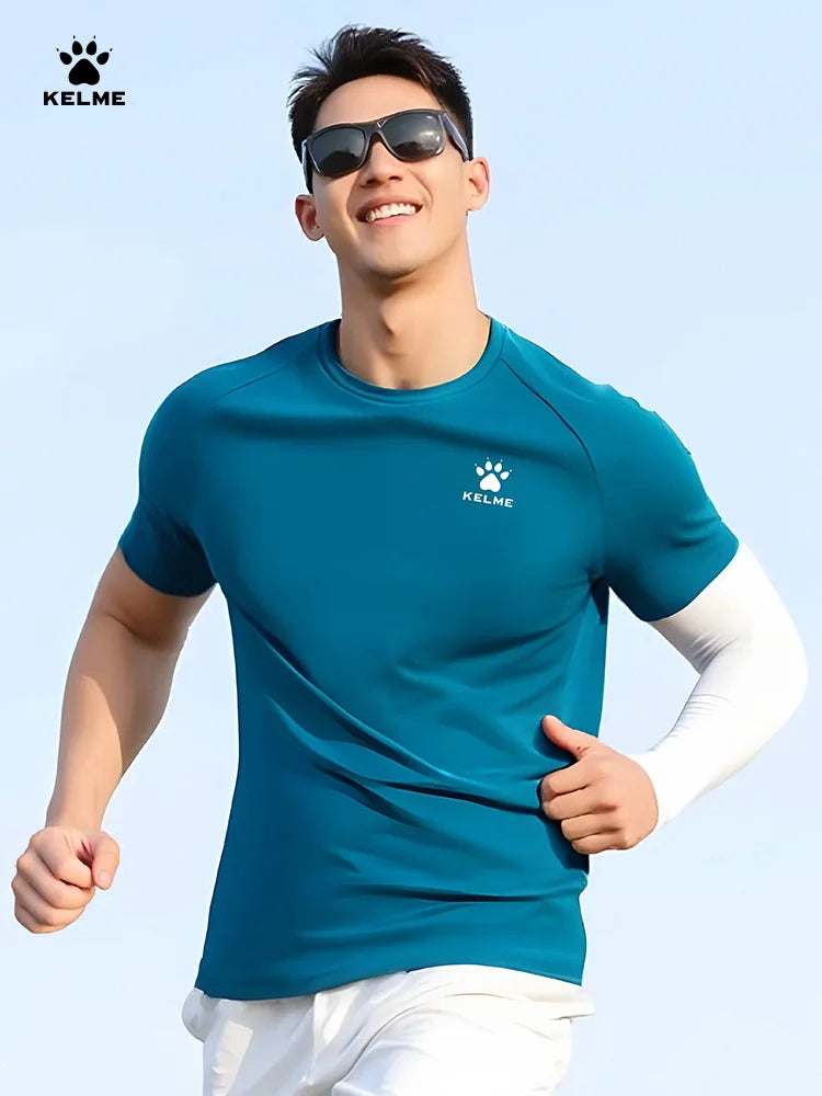Kelme Men's Sports T-shirt Ice Silk Football Quick-drying Short-sleeved Fitness Outdoor Running Training Breathable Top