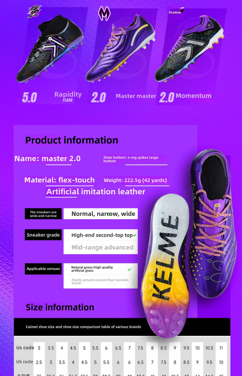 Kelme Next Top Football Shoes Men's Professional Match Football Boots Indoor Anti-slip Artificial Grass Futsal Mg Football Shoes