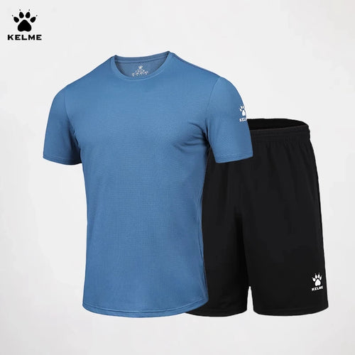 Kelme Men's Sports Set Quick Dry Running Quick Dry Short Sleeve Fitness Breathable Shorts Comprehensive Training Set