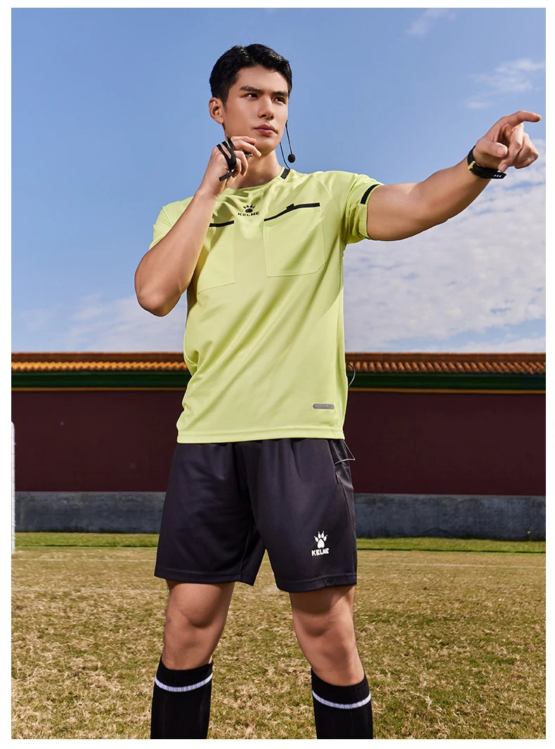 Kelme Football Referee Suit New Breathable Short-sleeved Personalized Custom Referee Jersey Outdoor Sports Suit