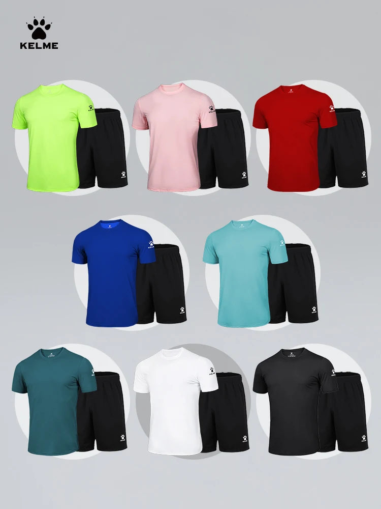 Kelme Men's Sports Set Quick Dry Running Quick Dry Short Sleeve Fitness Breathable Shorts Comprehensive Training Set