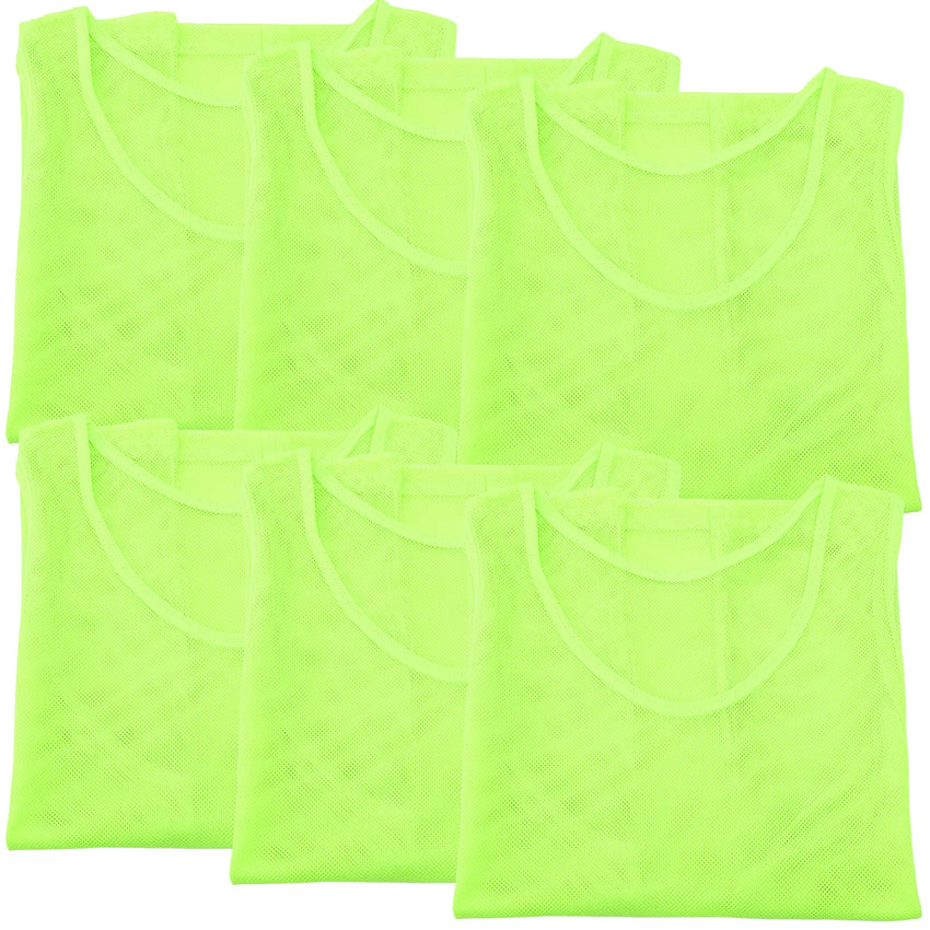 6Pcs Fluorescent Football Training Vests Breathable Polyester Soccer Pinnies for Team Sports Quick Dry Basketball Volleyball