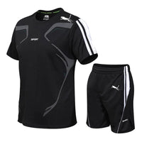 Summer Popular Men's Mesh T-shirt + Shorts Suit Sports Print Casual Fashion Short-sleeved T-shirt Suit Men's Jogging Suit M-4XL