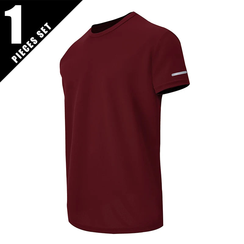 1/3 Piece Men's Four Season Printed Short Sleeved Sports Fitness Quick Drying Comfortable Plus Size Youth Casual Basic Top