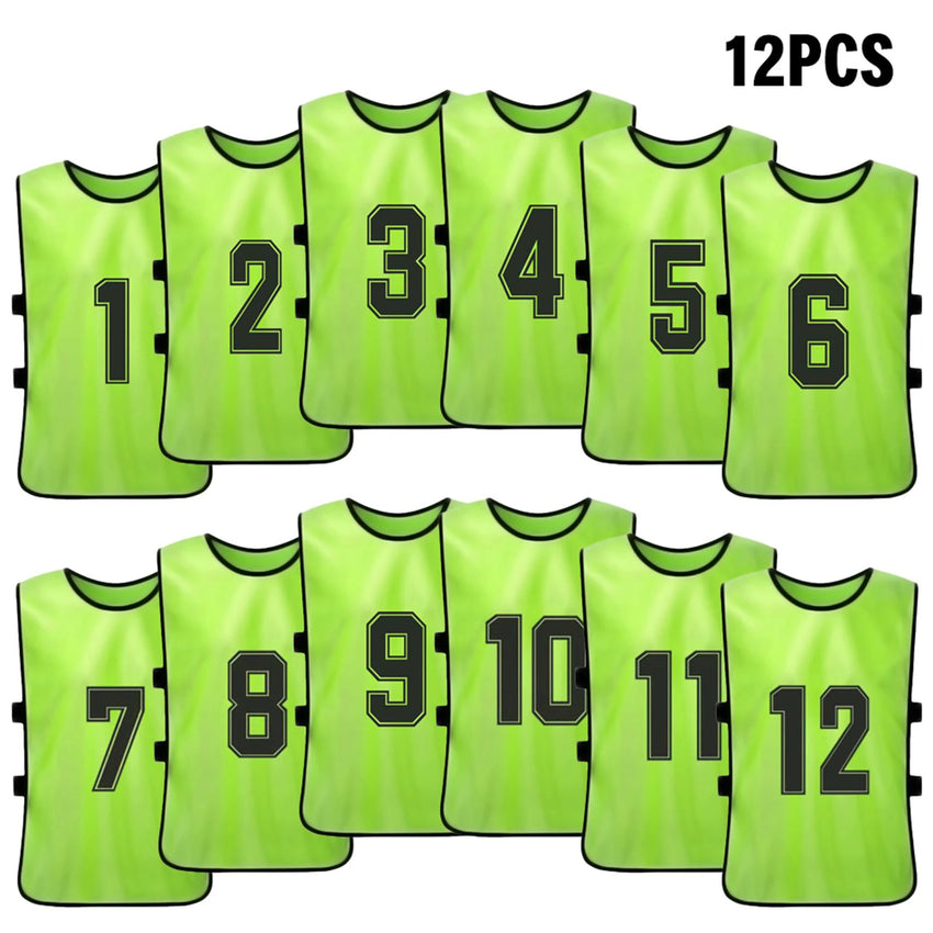 6/12 PCS Adults Soccer Pinnies Quick Drying Football Team Jerseys Sports Soccer Team Training Numbered Bibs Practice Sports Vest