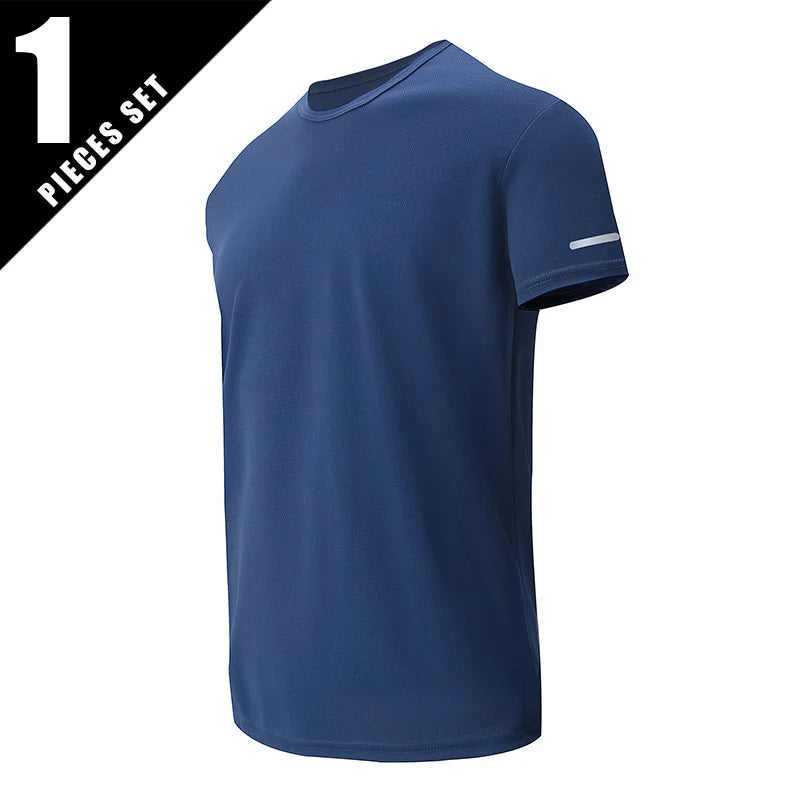 1/3 Piece Men's Four Season Printed Short Sleeved Sports Fitness Quick Drying Comfortable Plus Size Youth Casual Basic Top