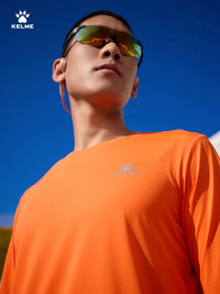 Kelme Men's Running Long Sleeved Outdoor Quick Drying T-shirt Autumn Running Suit Marathon Breathable Sports Top