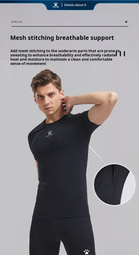 Kelme Sports T-shirt Men's Summer Short Sleeved Quick Drying Breathable Running Football Elastic Tight Fitness Suit