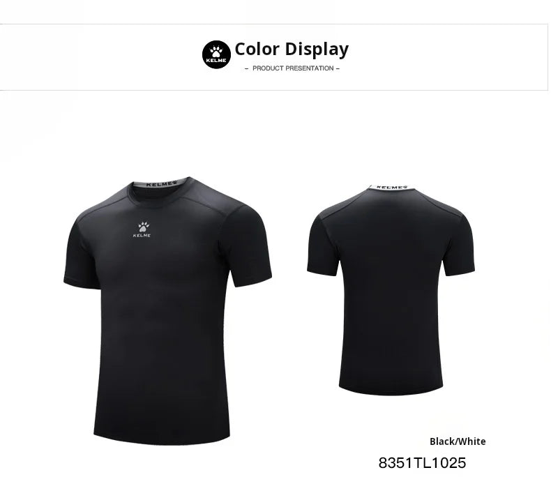 Kelme Sports T-shirt Men's Summer Short Sleeved Quick Drying Breathable Running Football Elastic Tight Fitness Suit