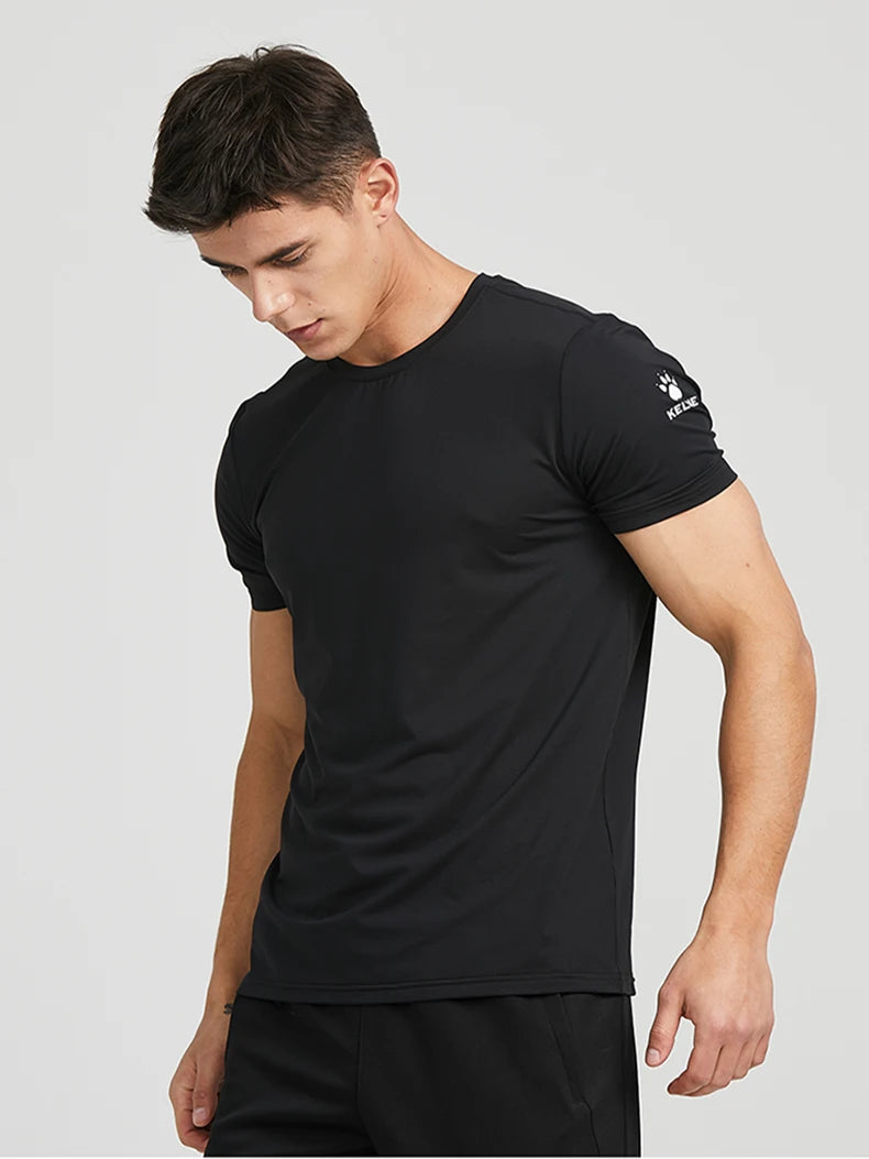 KELME Man T-shirt  Running Trainning Exercise  Sports Tights Round Neck Ice Silk Breathable Fitness Quick-Dry Shirts 8151TX1002