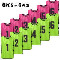 12PCS Adults Youth Soccer Pinnies 2 Colors Quick Drying Football Team Jerseys Sports Scrimmage Soccer Team Training Number Vest