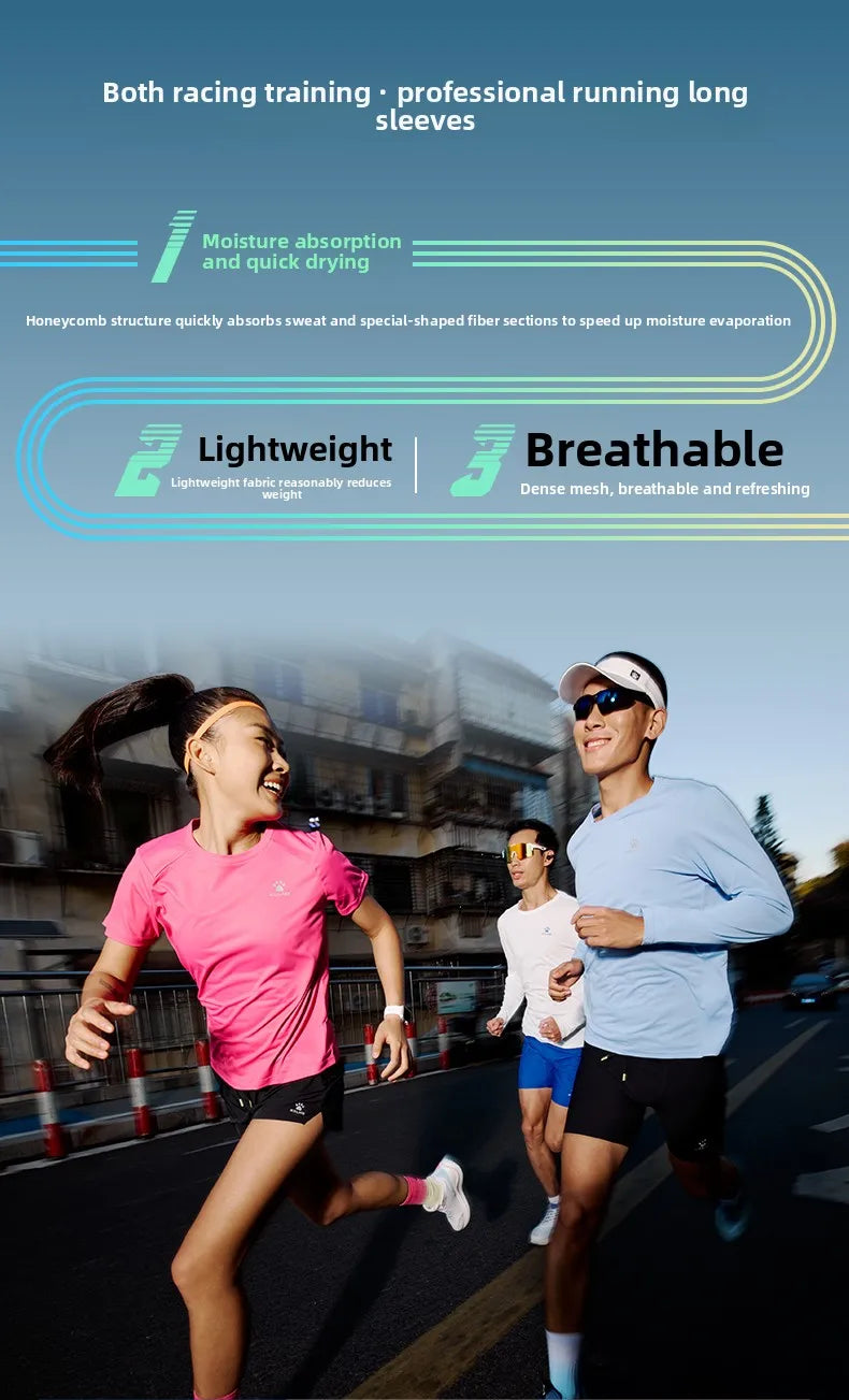 Kelme Men's Running Long Sleeved Outdoor Quick Drying T-shirt Autumn Running Suit Marathon Breathable Sports Top