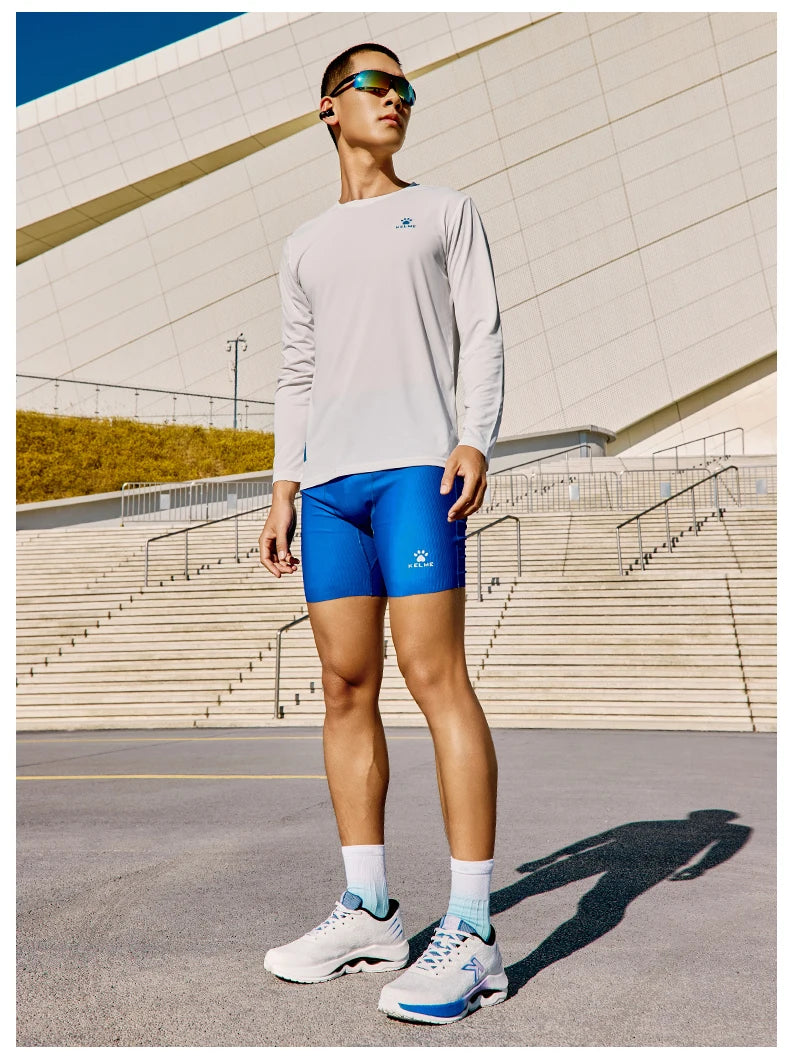 Kelme Men's Running Long Sleeved Outdoor Quick Drying T-shirt Autumn Running Suit Marathon Breathable Sports Top