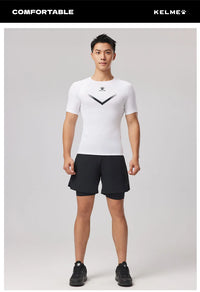 KELME Mens Running Shirts Workout Tops Men Sport Fitness Shirts Gym Tops Men Crew Neck Breathable T-Shirt
