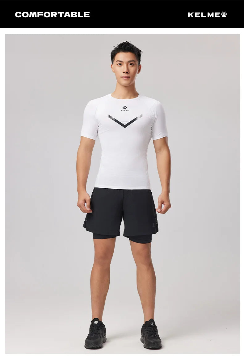 KELME Mens Running Shirts Workout Tops Men Sport Fitness Shirts Gym Tops Men Crew Neck Breathable T-Shirt