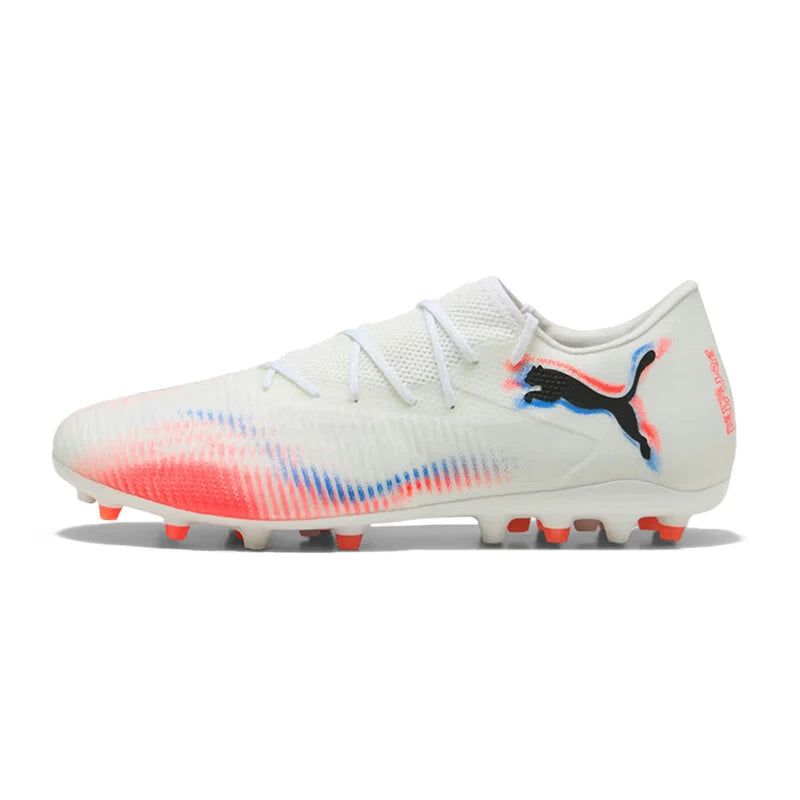 Puma Future 8 MG Unisex Low-Top Soccer Cleats – Premium Streetwear-Inspired,Versatile,Comfortable & Durable, White/Red 108590-01