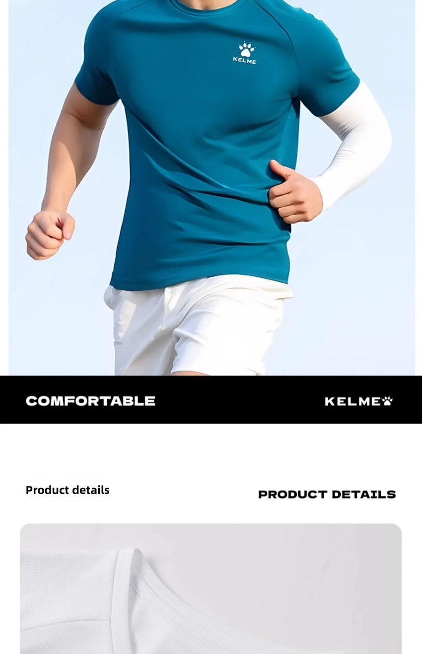 Kelme Men's Sports T-shirt Ice Silk Football Quick-drying Short-sleeved Fitness Outdoor Running Training Breathable Top