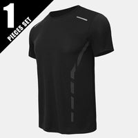 1/3 Piece Men's Four Season Printed Short Sleeved Sports Fitness Quick Drying Comfortable Plus Size Youth Casual Basic Top