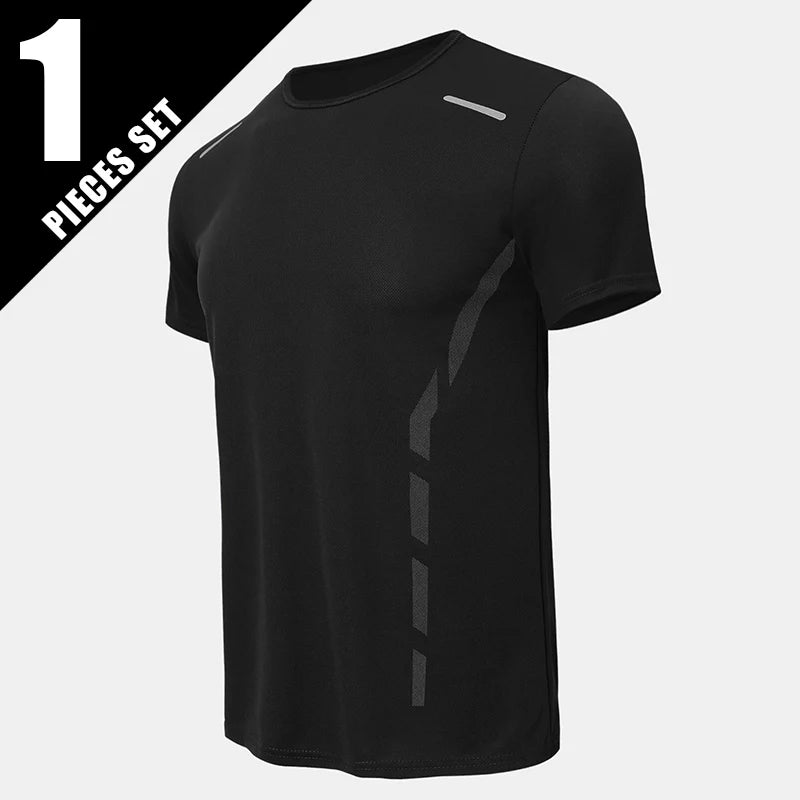 1/3 Piece Men's Four Season Printed Short Sleeved Sports Fitness Quick Drying Comfortable Plus Size Youth Casual Basic Top