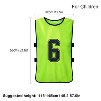 12PCS Adults Youth Soccer Pinnies 2 Colors Quick Drying Football Team Jerseys Sports Scrimmage Soccer Team Training Number Vest