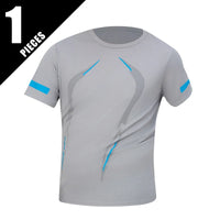 1/3 Piece Men's Four Season Printed Short Sleeved Sports Fitness Quick Drying Comfortable Plus Size Youth Casual Basic Top