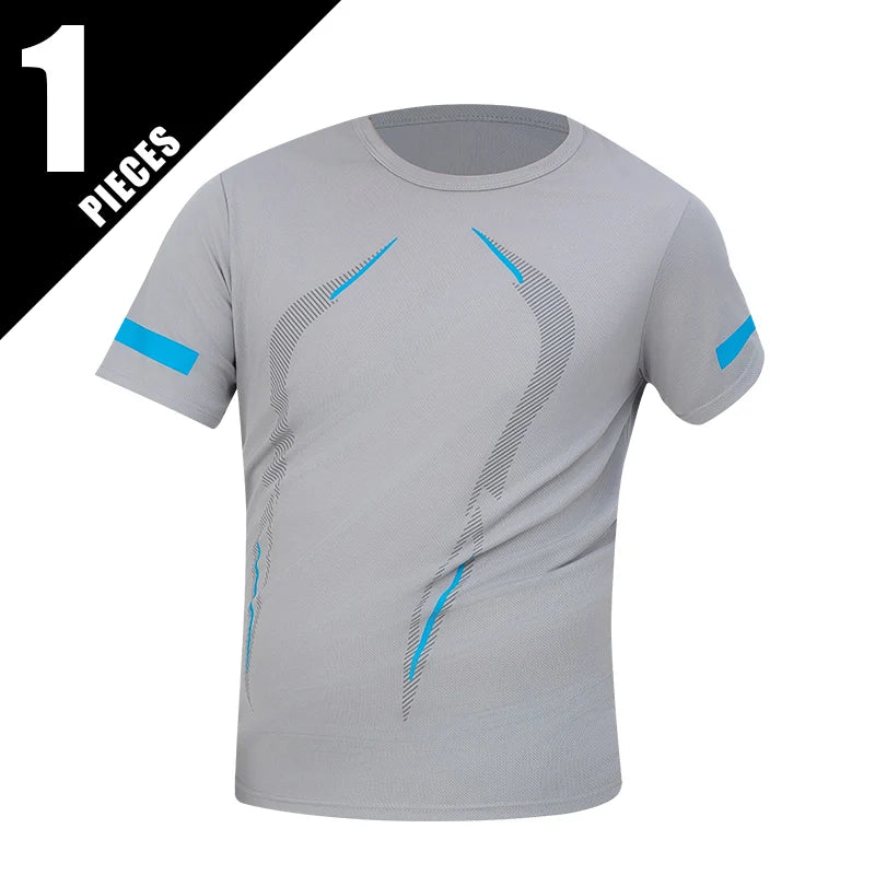1/3 Piece Men's Four Season Printed Short Sleeved Sports Fitness Quick Drying Comfortable Plus Size Youth Casual Basic Top