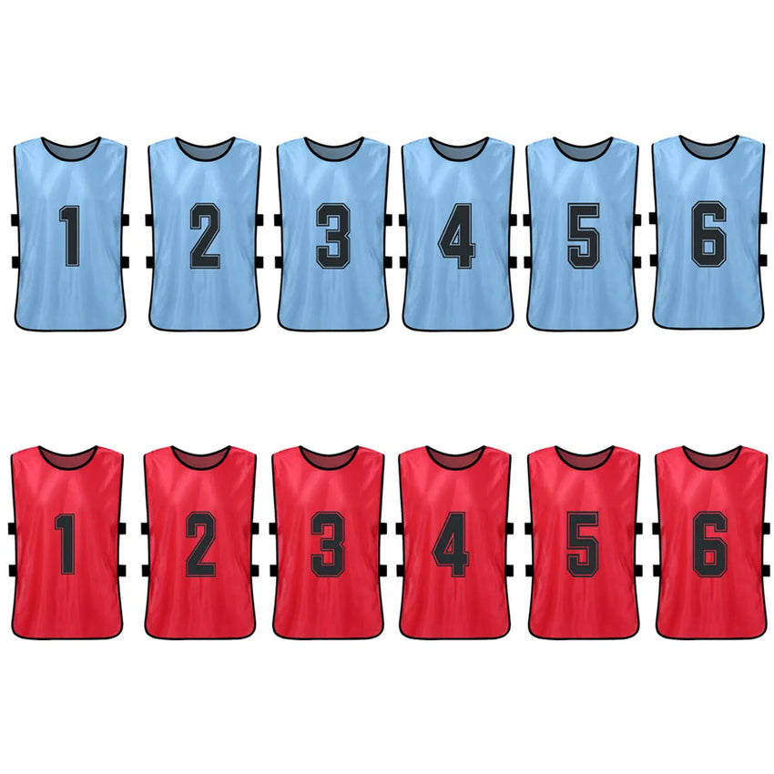 12PCS Adults Youth Soccer Pinnies 2 Colors Quick Drying Football Team Jerseys Sports Scrimmage Soccer Team Training Number Vest