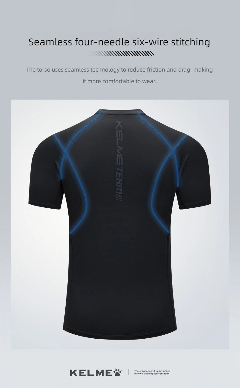 KELME Mens Running Shirts Workout Tops Men Sport Fitness Shirts Gym Tops Men Crew Neck Breathable T-Shirt