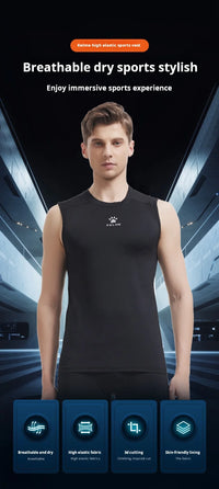 Kelme Sleeveless Fitness T-shirt For Men's Summer High Elastic Breathable Tight Clothing Training Sports Tank Top Running Vest
