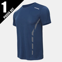 1/3 Piece Men's Four Season Printed Short Sleeved Sports Fitness Quick Drying Comfortable Plus Size Youth Casual Basic Top