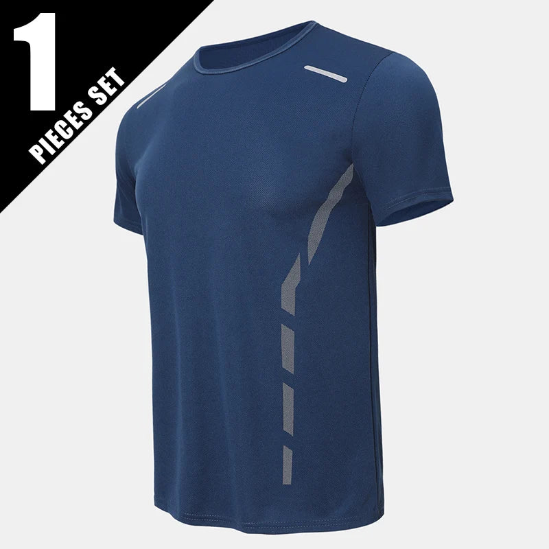 1/3 Piece Men's Four Season Printed Short Sleeved Sports Fitness Quick Drying Comfortable Plus Size Youth Casual Basic Top